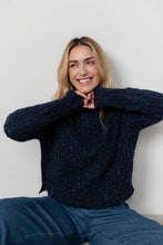 Load image into Gallery viewer, Lily &amp; Me Elspeth Cable Knit High Neck Jumper Navy