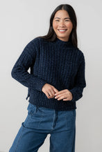 Load image into Gallery viewer, Lily &amp; Me Elspeth Cable Knit High Neck Jumper Navy