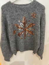 Load image into Gallery viewer, Grey Sequin Snowflake Jumper One Size