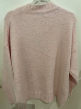 Load image into Gallery viewer, Soft Pink V Neck Jumper with Lace Trim One Size