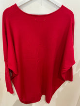 Load image into Gallery viewer, V Neck Red Heart Embellished Jumper One Size