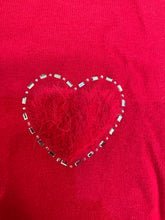 Load image into Gallery viewer, V Neck Red Heart Embellished Jumper One Size