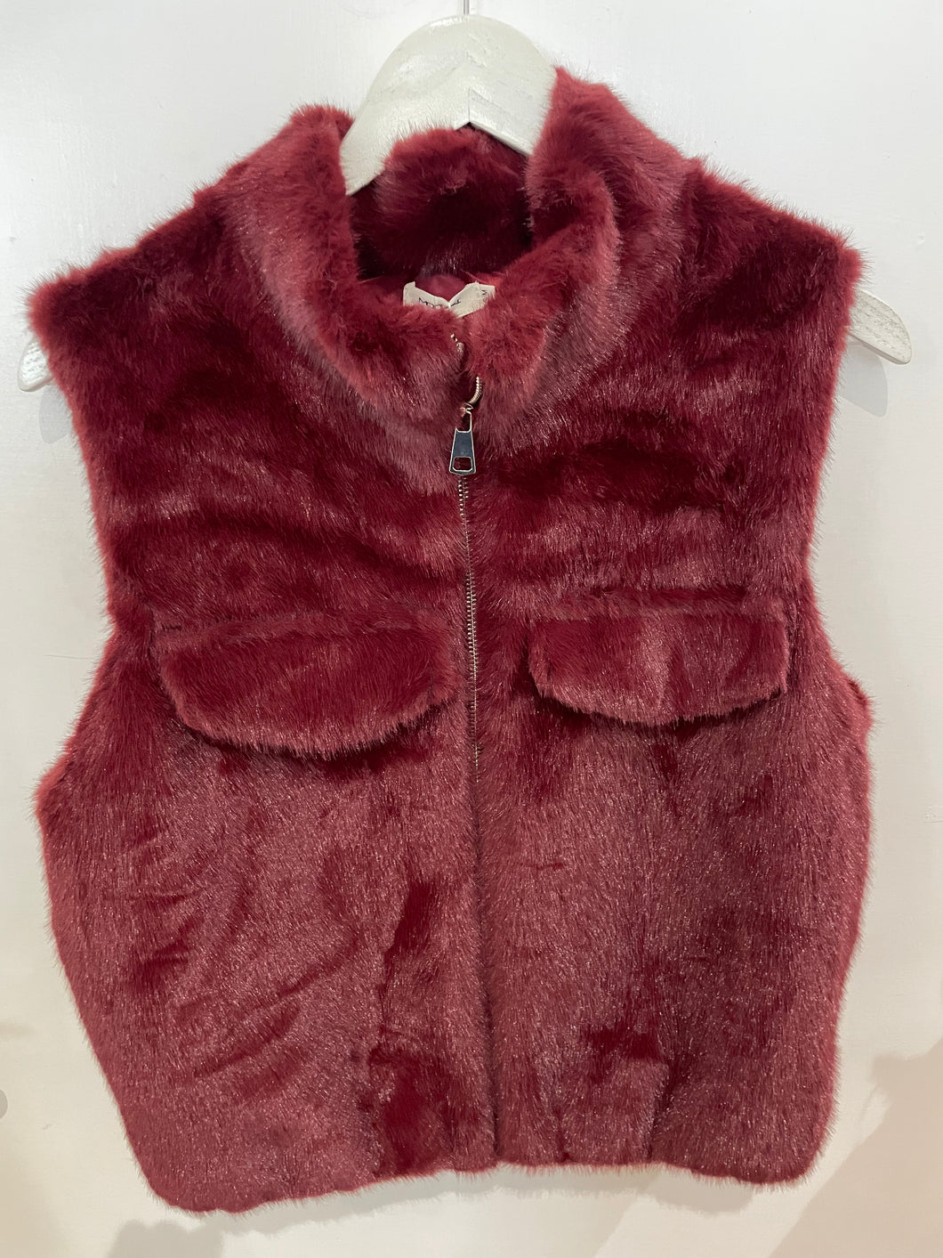 Faux Fur Burgundy Gilet S/M
