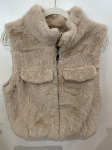 Faux Fur Cream Gilet S/M