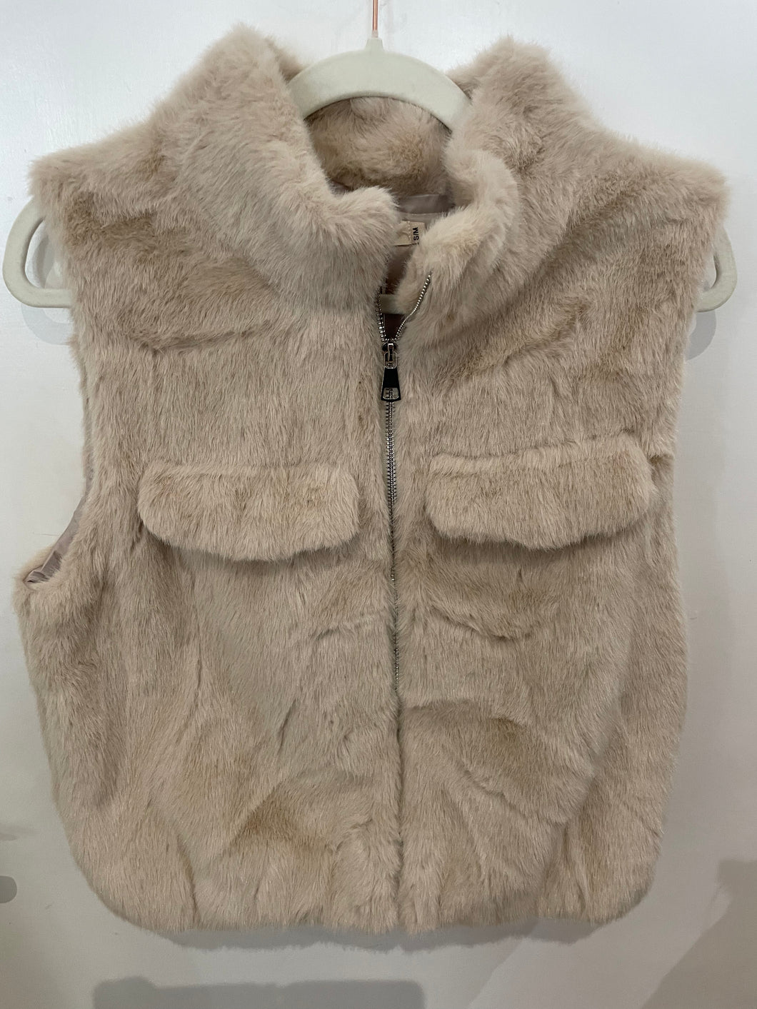 Faux Fur Cream Gilet S/M