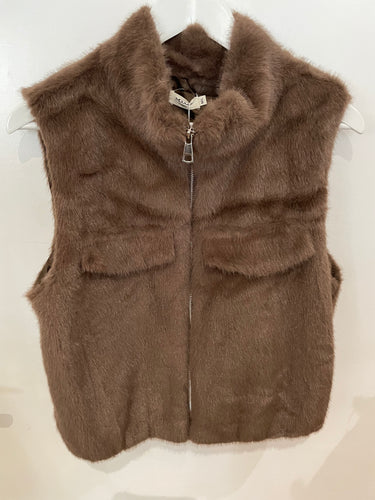 Faux Fur Chocolate Brown Gilet M/L