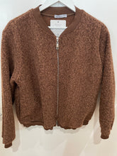 Load image into Gallery viewer, Chocolate Brown Textured Bomber Jacket One size