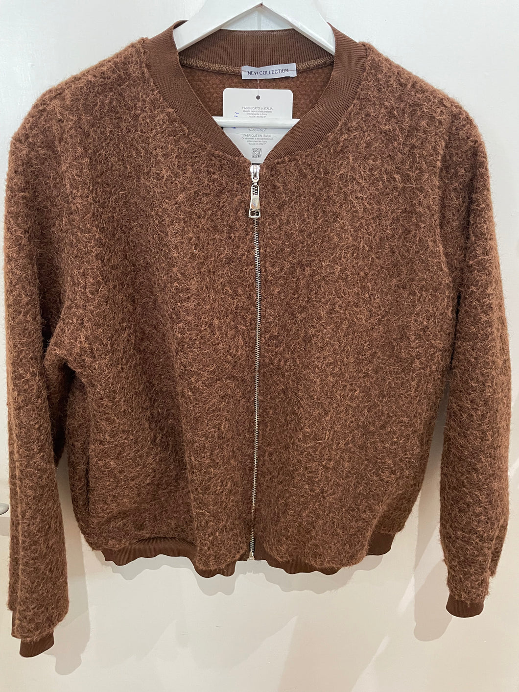Chocolate Brown Textured Bomber Jacket One size