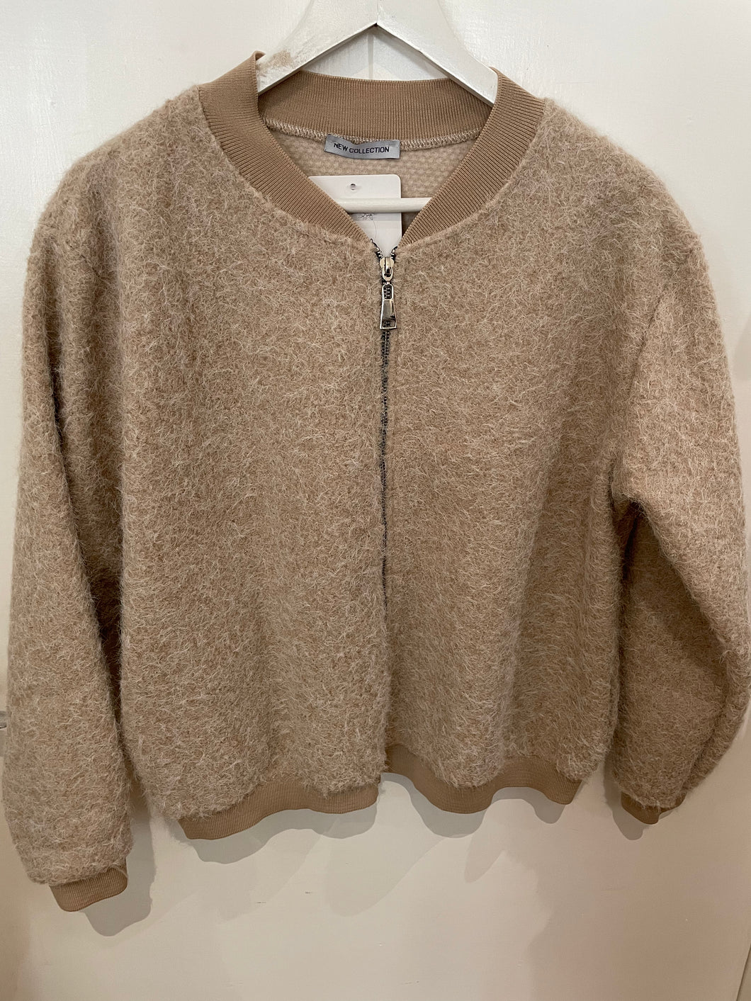 Cream Textured Bomber Jacket One size