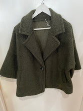 Load image into Gallery viewer, Khaki Boucle Jacket 3/4 Sleeves One Size