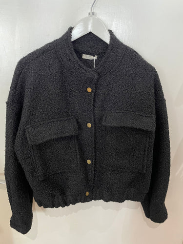 Black Boucle Bomber Jacket One Size