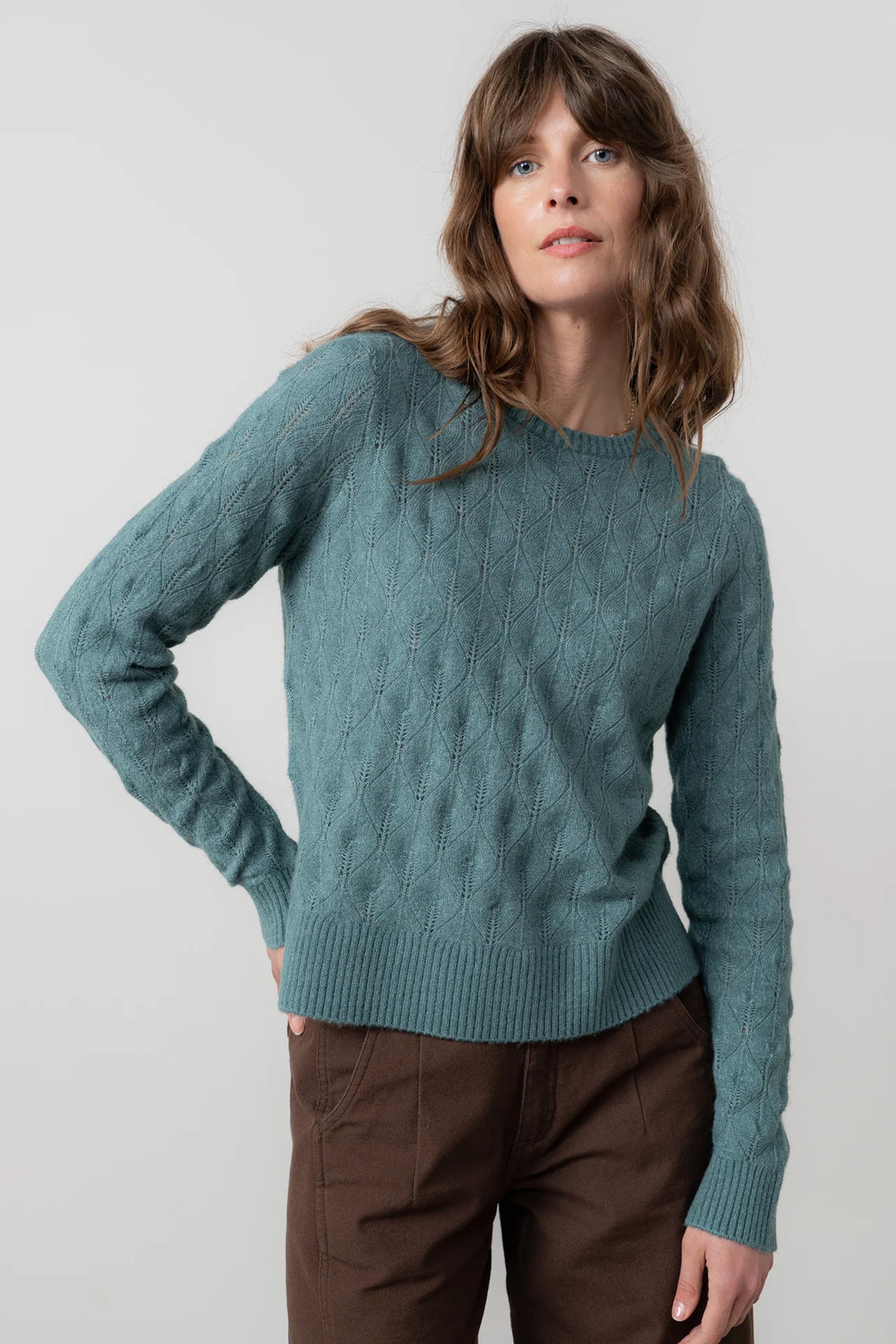 Lily & Me Harefield Pointelle Knit Jumper Sea Mist