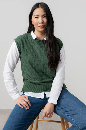 Lily & Me Wallace Pointelle Knit Tank Pine Green
