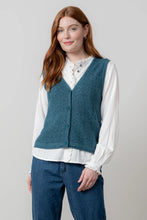 Load image into Gallery viewer, Lily &amp; Me Marly Sleeveless Knit Pointelle Cardigan Petrol