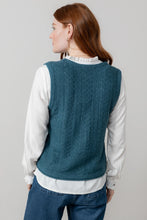 Load image into Gallery viewer, Lily &amp; Me Marly Sleeveless Knit Pointelle Cardigan Petrol