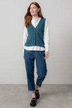 Load image into Gallery viewer, Lily &amp; Me Marly Sleeveless Knit Pointelle Cardigan Petrol