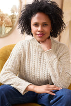 Load image into Gallery viewer, Lily &amp; Me Elspeth Cable Knit High Neck Jumper Ecru