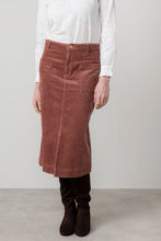 Load image into Gallery viewer, Lily &amp; Me Penrose stretch Jumbo Cord Midi Skirt Antique Rose