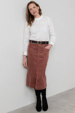 Load image into Gallery viewer, Lily &amp; Me Penrose stretch Jumbo Cord Midi Skirt Antique Rose