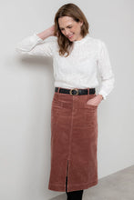 Load image into Gallery viewer, Lily &amp; Me Penrose stretch Jumbo Cord Midi Skirt Antique Rose