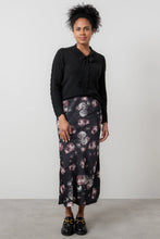 Load image into Gallery viewer, Lily &amp; Me Evelyn Floral Print Satin Midi Skirt Black