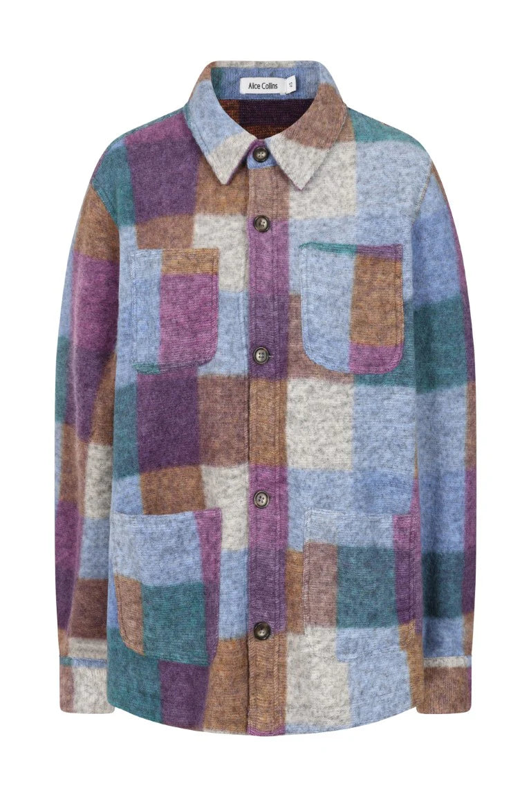 Alice Collins Elle Fleece Coverall Jacket Bison Check