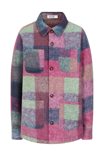 Alice Collins Elle Fleece Coverall Jacket Fuchsia Check