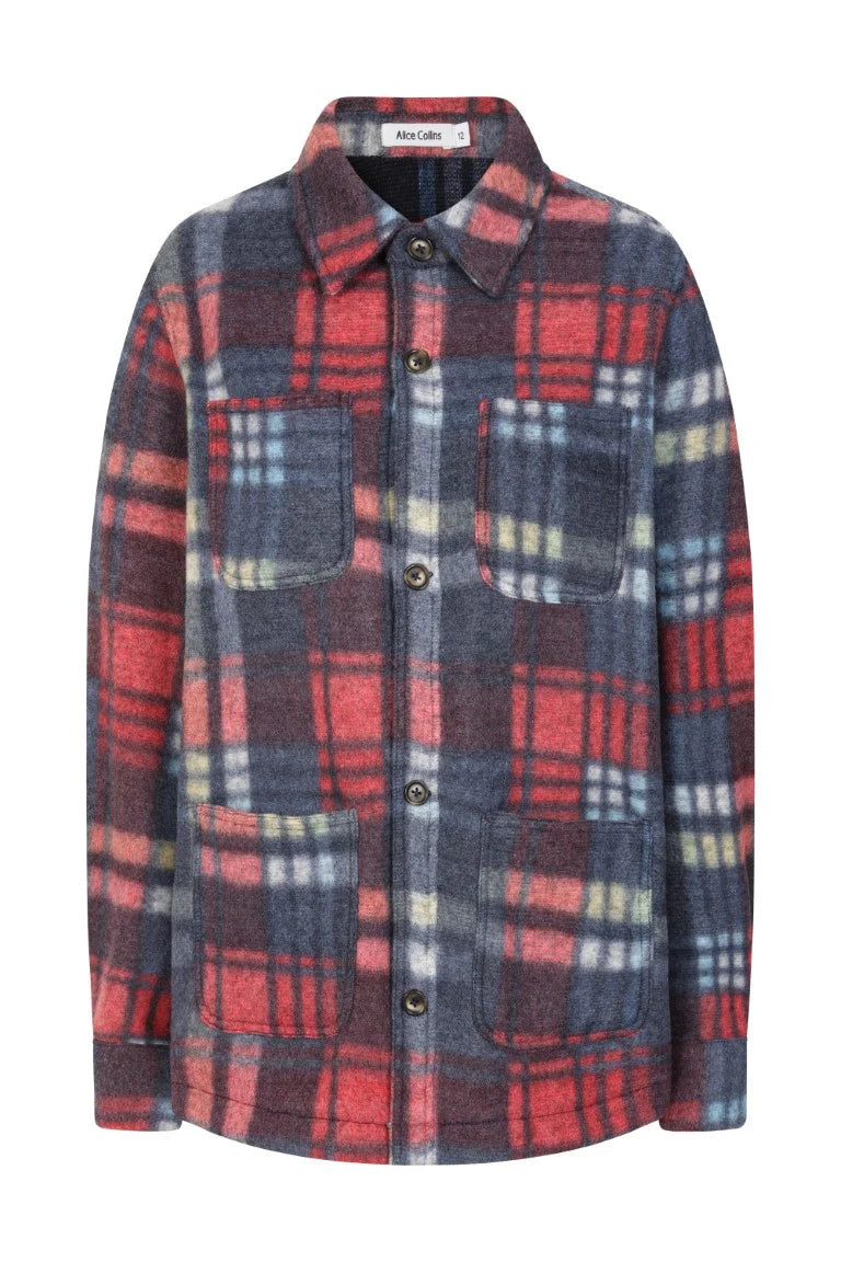 Alice Collins Elle Fleece Coverall Jacket Fuchsia Plaid