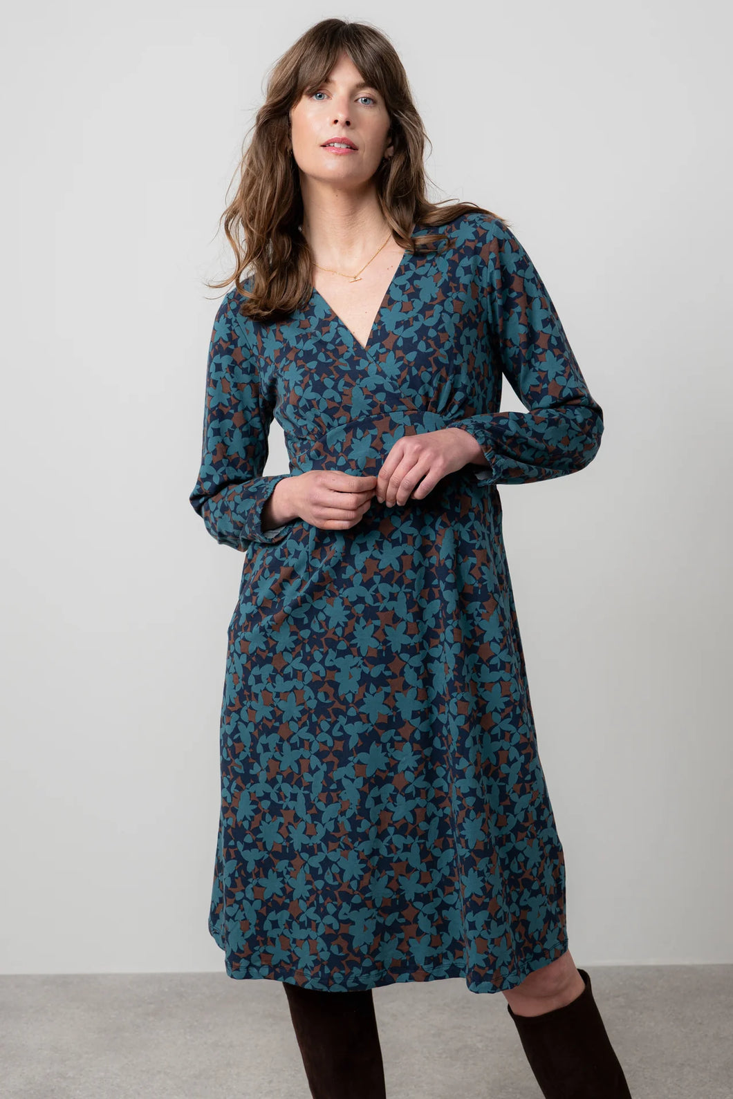Lily & Me Hazel Crossover Jersey Dress Navy