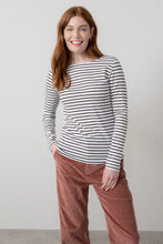 Load image into Gallery viewer, Lily &amp; Me Monica Striped Long Sleeved Jersey Top Chocolate