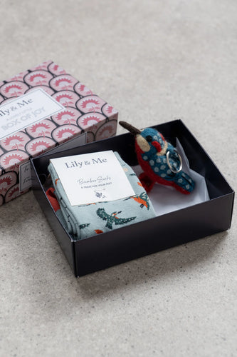 Lily & Me Kingfisher Socks and Keyring Gift Set