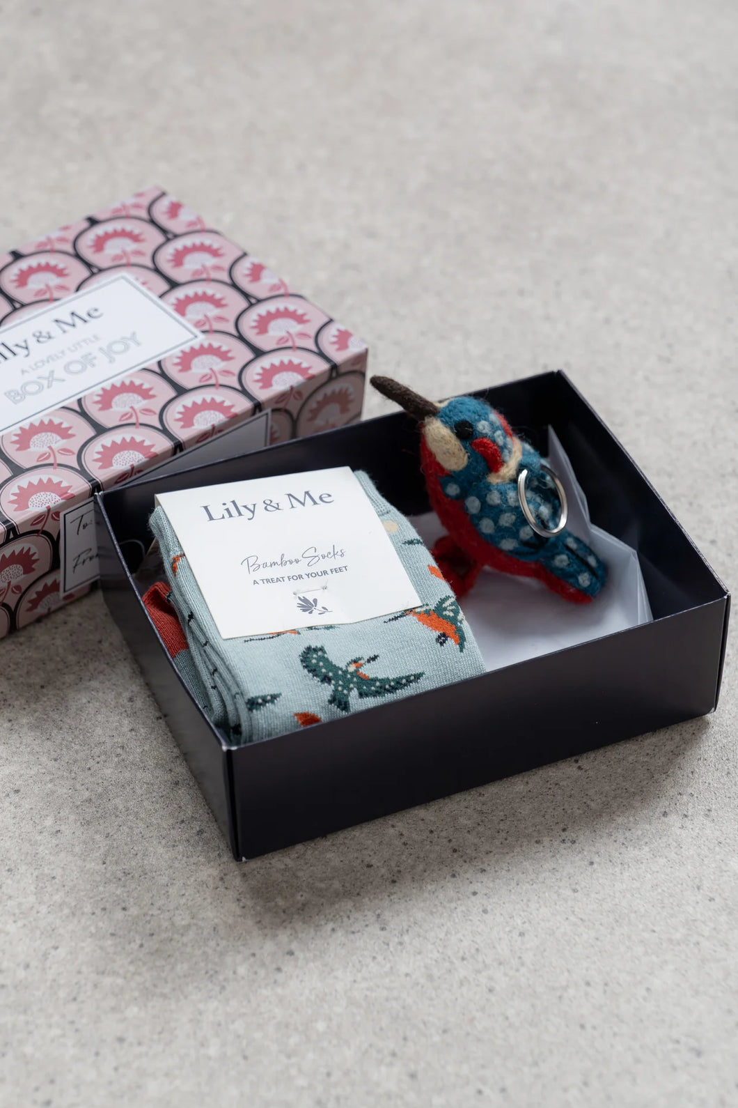 Lily & Me Kingfisher Socks and Keyring Gift Set