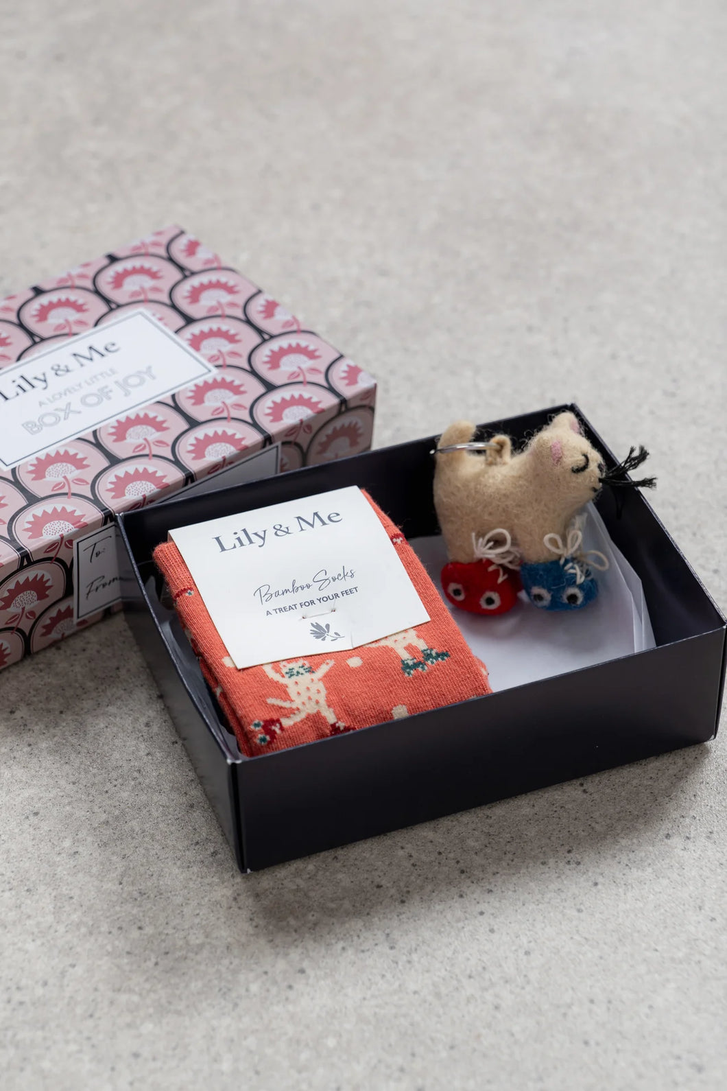 Lily & Me Roller Cats Socks and Keyring Gift Set