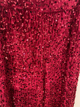 Load image into Gallery viewer, Dark Red Sequin Velvet Trousers