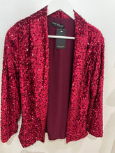 Load image into Gallery viewer, Dark Red Sequin Velvet Blazer