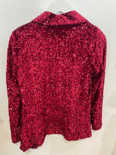 Load image into Gallery viewer, Dark Red Sequin Velvet Blazer