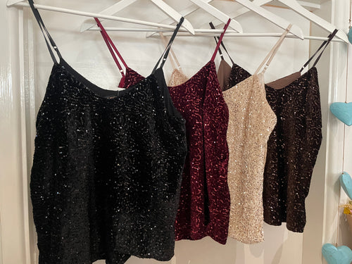 Sequin Velvet Cami Top