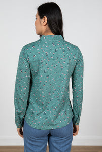 Lily & Me Bowbridge Shirt Floral Stamp Green