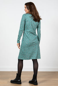 Lily & Me Halmore Dress Floral Stamp Green