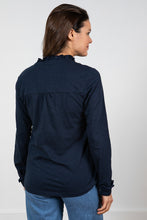 Load image into Gallery viewer, Lily &amp; Me Hailey Frill Shirt Navy