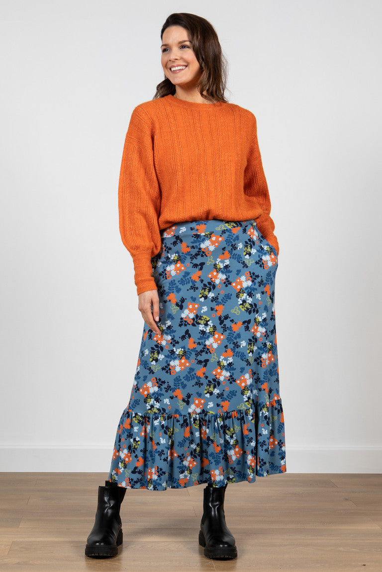 Lily & Me Witcombe Skirt Folk Floral Soft Blue