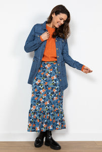 Lily & Me Witcombe Skirt Folk Floral Soft Blue