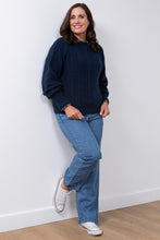 Load image into Gallery viewer, Lily &amp; Me Cornwell Pointelle Jumper Plain Navy