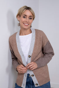 Lily & Me Colourblock Cardigan Taupe