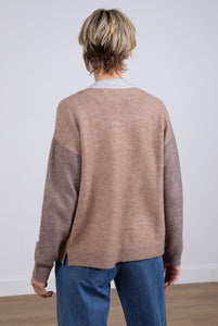 Lily & Me Colourblock Cardigan Taupe