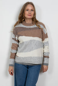 Lily & Me Intarsia Wave Jumper Taupe