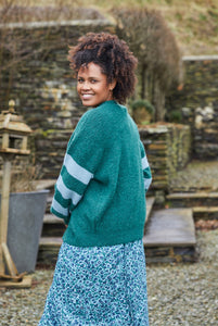 Lily & Me Skylore Rib Cardi Stripe Green if