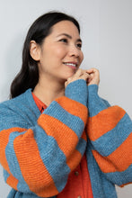 Load image into Gallery viewer, Lily &amp; Me Skylore Rib Cardi Stripe Soft Blue is