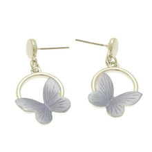 Load image into Gallery viewer, Purple and Silver Butterfly Earrings