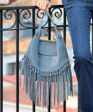 Load image into Gallery viewer, Joe Browns No Limits Suede Tassel Boho Bag: Smokey Blue / One Size
